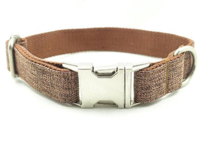 Brown Plaid Dog Ring, Polyester Pet Collar with Classic Checkered Design