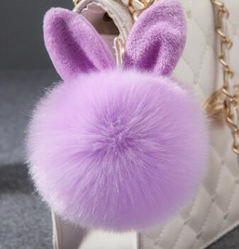Colorful Bunny Fur Keychain, Soft Plush Rabbit Bag Charm for Women