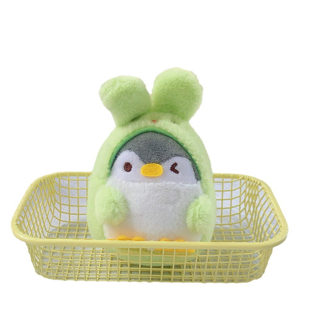 New Cute Penguin-to-Bunny Plush Pendant, 12cm Keychain & Handbag Charm for Teens