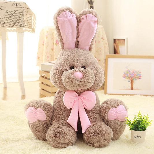 Long-Eared Bunny Plush Toy, Soft Stuffed Rabbit Doll with PP Cotton Filling