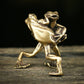 Good Luck Charm: Mini Wrestling Frog Bronze Brass Keychain Car Pendant.