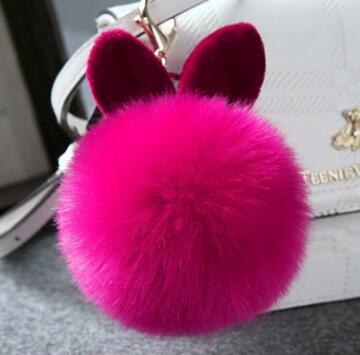 Colorful Bunny Fur Keychain, Soft Plush Rabbit Bag Charm for Women