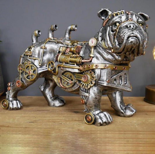 Mechanical Punk Dog Resin Ornament, Hand-Painted Modern Decorative Craft