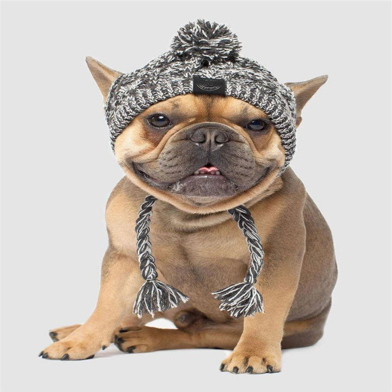Pet Dog Autumn & Winter Woolen Hat, Cozy Cross-Dressing Style Warm Cap
