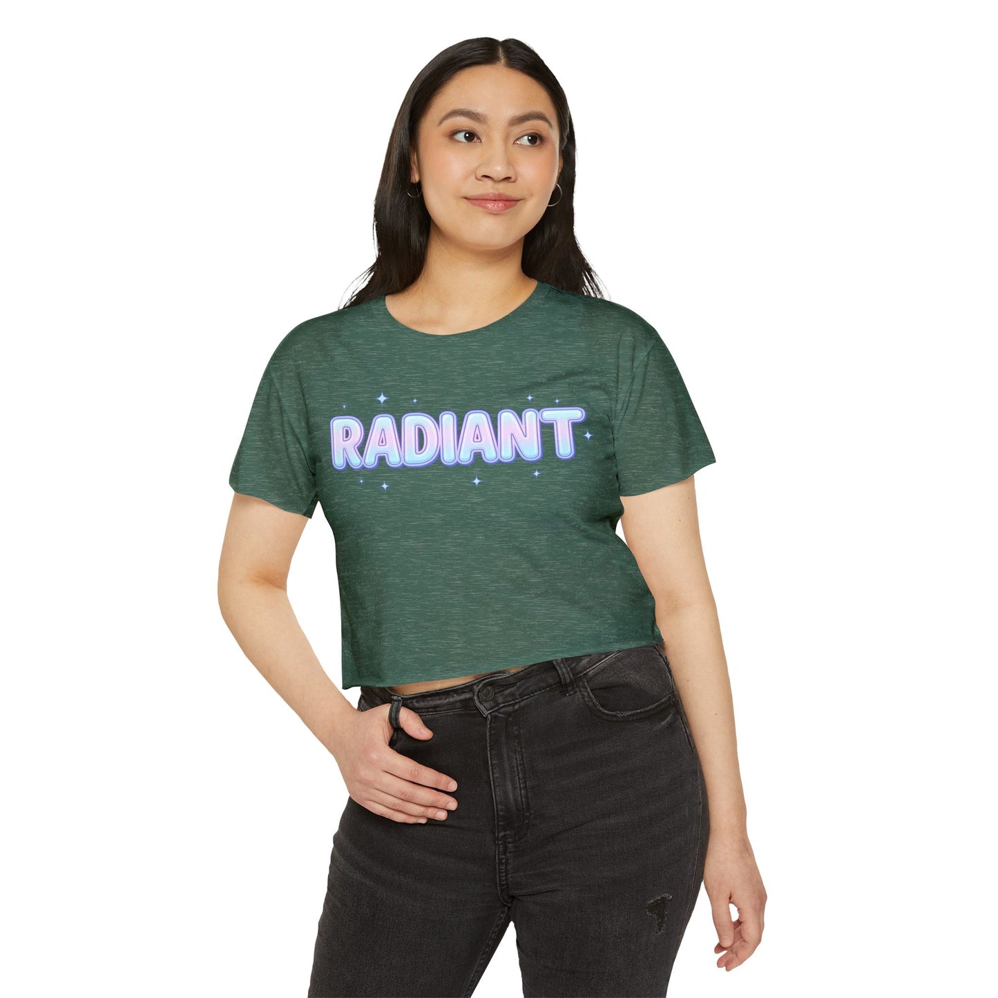 Radiant Crop Top | Pastel Sparkle Festival Tee for Women