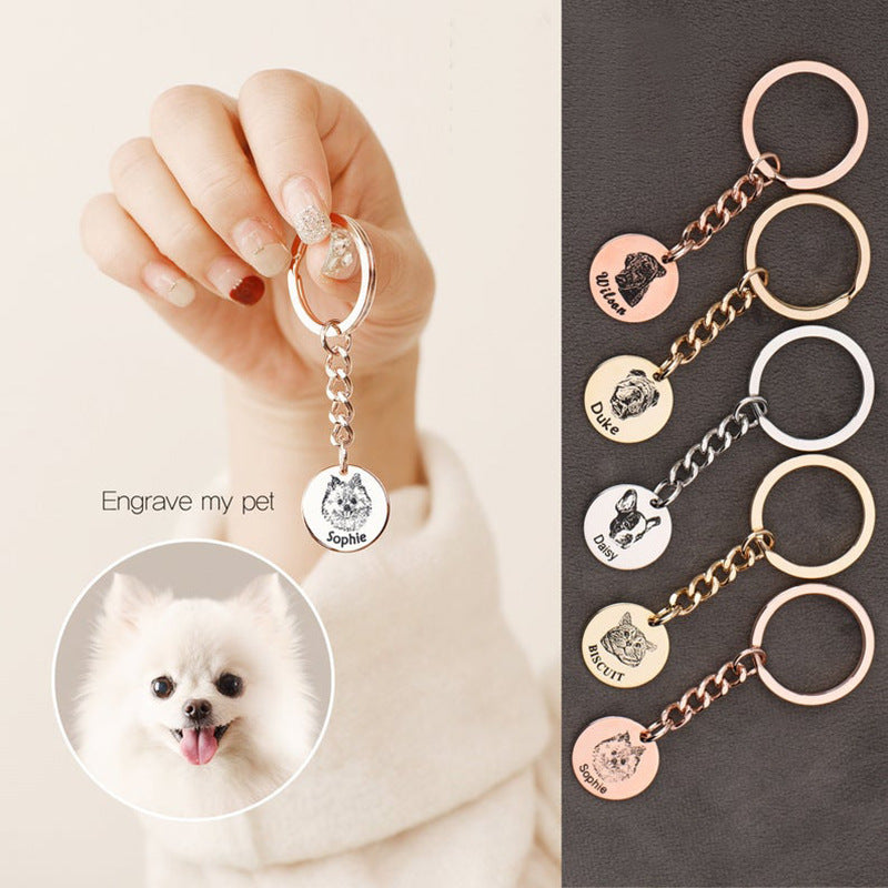 Ins Pet Cat and Dog Photo DIY Keychain