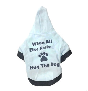 “Hug The Dog” Printed Pet T-Shirt with Hat, Cotton Casual Clothing for Small Dogs & Teddy Breeds