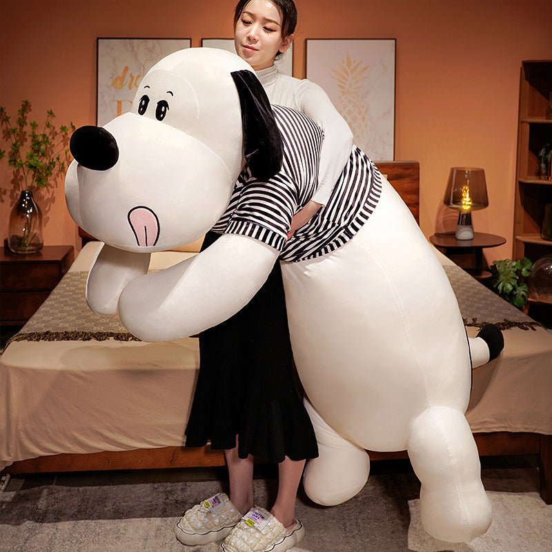 Giant Striped Dog Doll Plush Toy: Elastic Super Soft and PP Cotton Filled ($\mathbf{60}$–$\mathbf{180\text{cm}}$).
