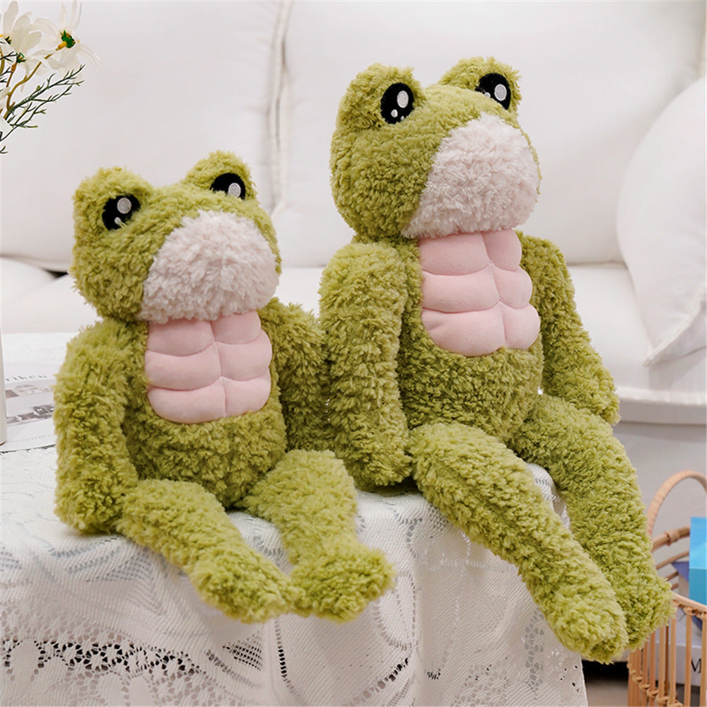 Hairy Muscle Frog Plush Toy – Funny Simulation Frog Doll for Children