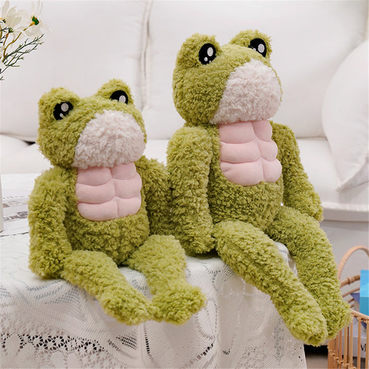 Huggable Hunk: Hairy Muscle Frog Plush Toy Simulation Doll ($\mathbf{35-45\text{cm}}$).