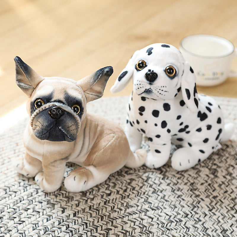 Simulated Dog Doll Plush Toy, Short Plush Animal Figure (20cm, Pug/Bulldog/Chihuahua/Dalmatian)