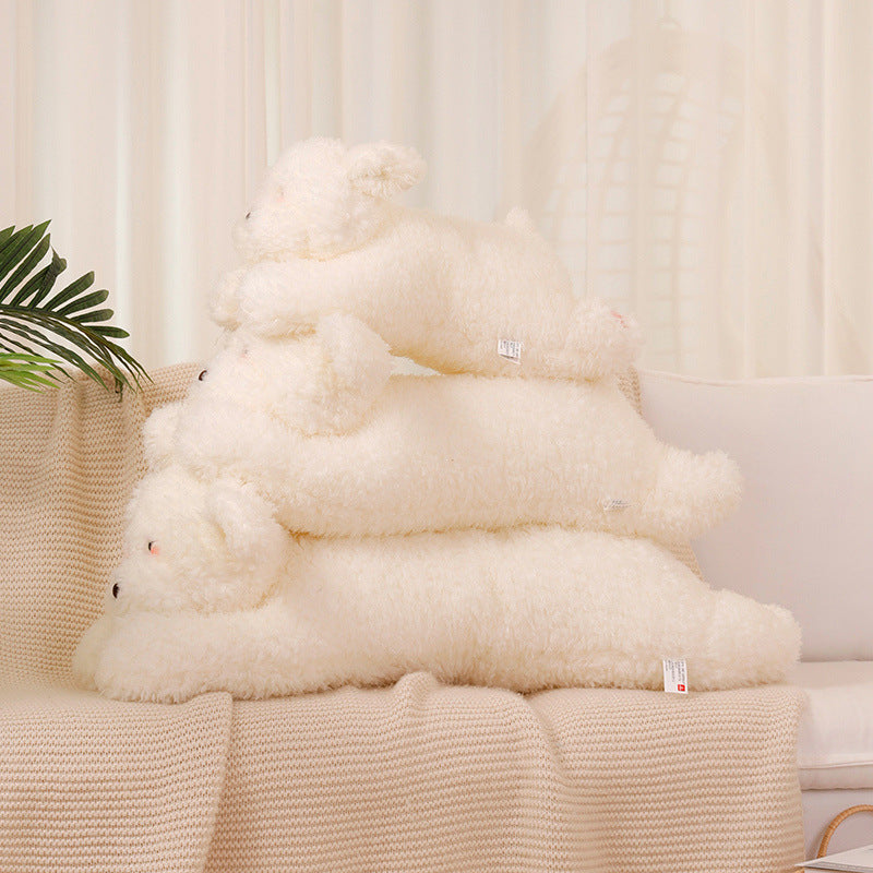 Jumping Dog Plush Toy, Super Soft Pillow Dog Doll for Girls (Milky White & Tie-Dye, 30–120cm)