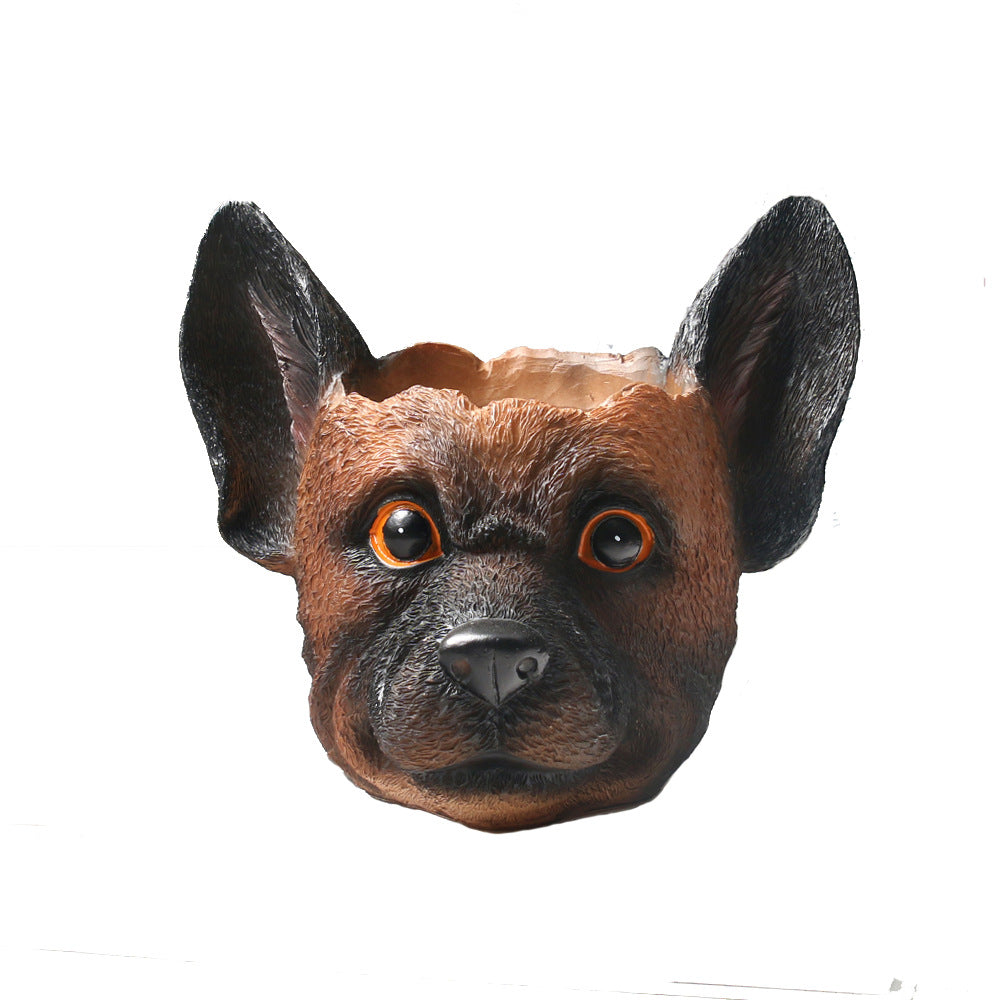 Personalized Resin Dog Flower Pot, Durable Shepherd Dog Planter for Home & Office Decor