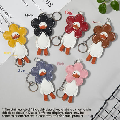 Craft Your Charm: Cute Leather Little Duck Pendant DIY Material Bag (Full Grain Sheepskin).