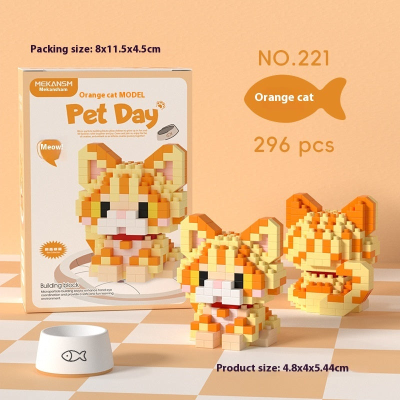 Cute Pet Cat and Dog Assembled Ornaments, DIY Particle Model Collectibles