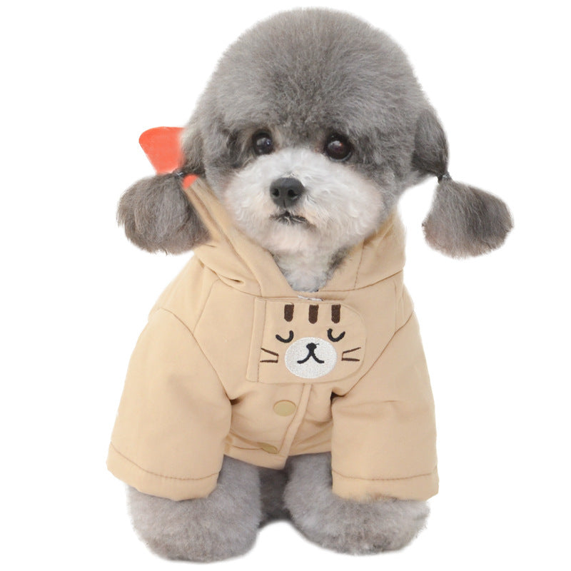 Autumn & Winter Pet Cotton Coat with Hat, Warm Clothing for Small & Medium Dogs