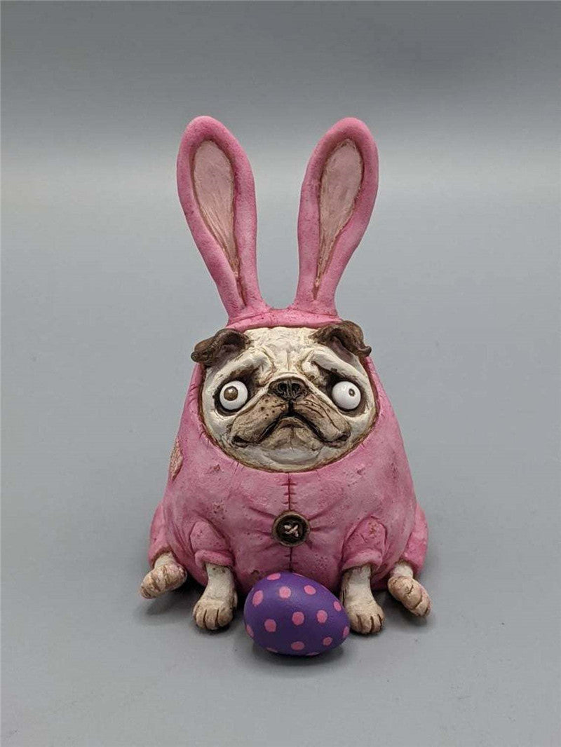 Pumpkin Dog Doll Ornament, Christmas Resin Animal Craft for Home Decoration