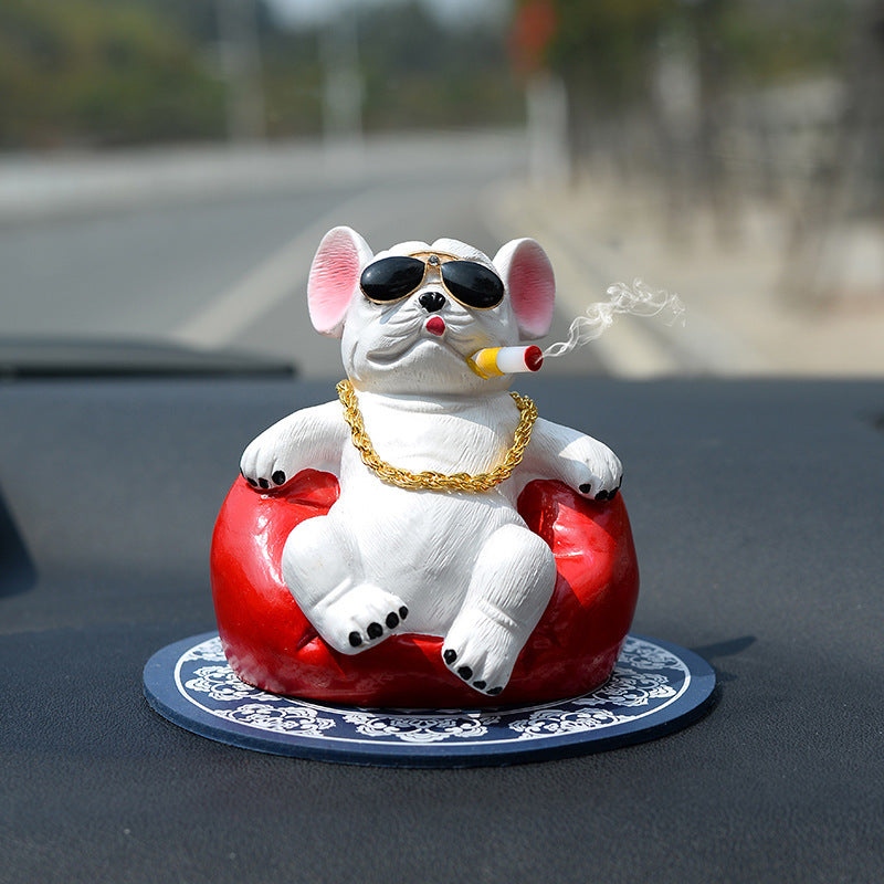 Creative Social Dog Car Decoration, Resin Dashboard Ornament (With/Without Cushion)