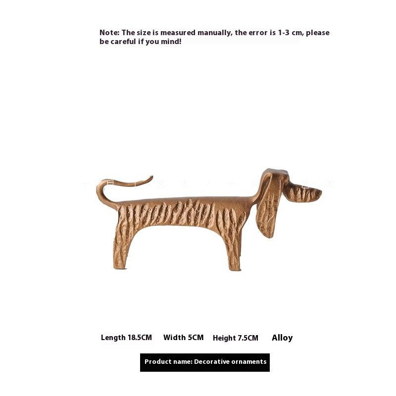 Sausage Dog Table Ornament, Abstract Cartoon Alloy Decorative Sculpture