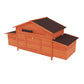 Large Wooden Chicken Coop, Outdoor Hen House with 2 Side Nesting Boxes, 2 Free-Range Doors & Leakproof Tray (Brick Red, Solid Wood)