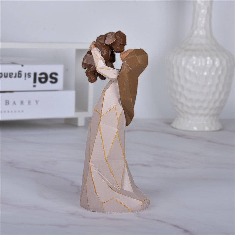 Fashion Angel Woodcut Dog Holding Ornament, Modern Resin Decorative Pendant