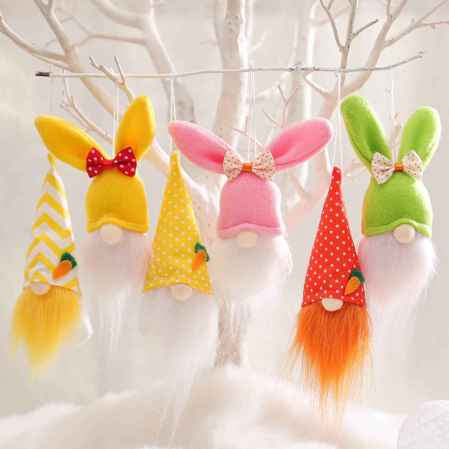 Easter Faceless Bunny Doll Pendant, Nordic Style Rudolph Cloth Ornament (3-Piece Set)
