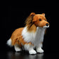 Simulation Dog Doll, Cute Collie Model Plush Figurine (26cm Realistic Puppy Doll)