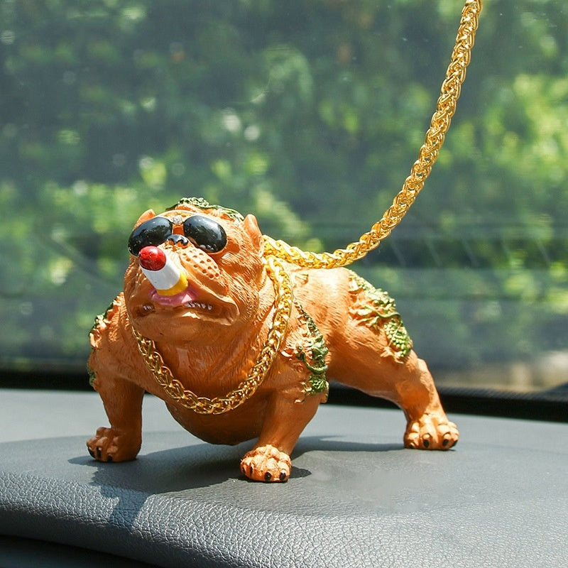 Bully Dog Ornaments, Resin Social Dog Figurine for Home & Car Decoration