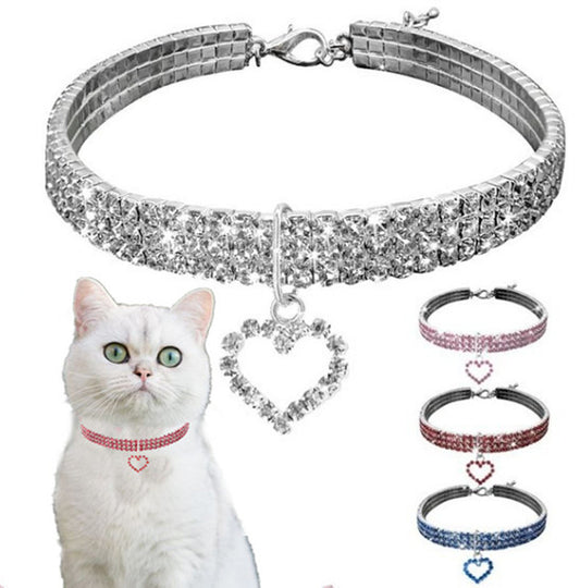 Rhinestone Dog Necklace, Elegant Elastic Love Cat & Dog Ornament (S/M/L Sizes)