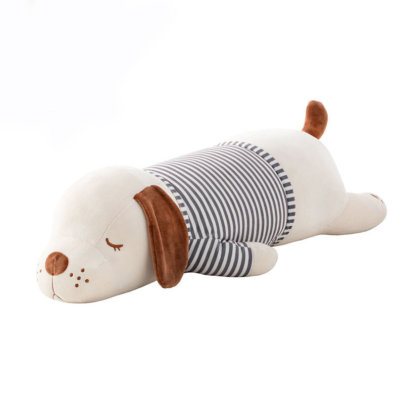Sleeping Dog Plush Toy, Peeping Dog Pillow Cushion in White & Light Brown