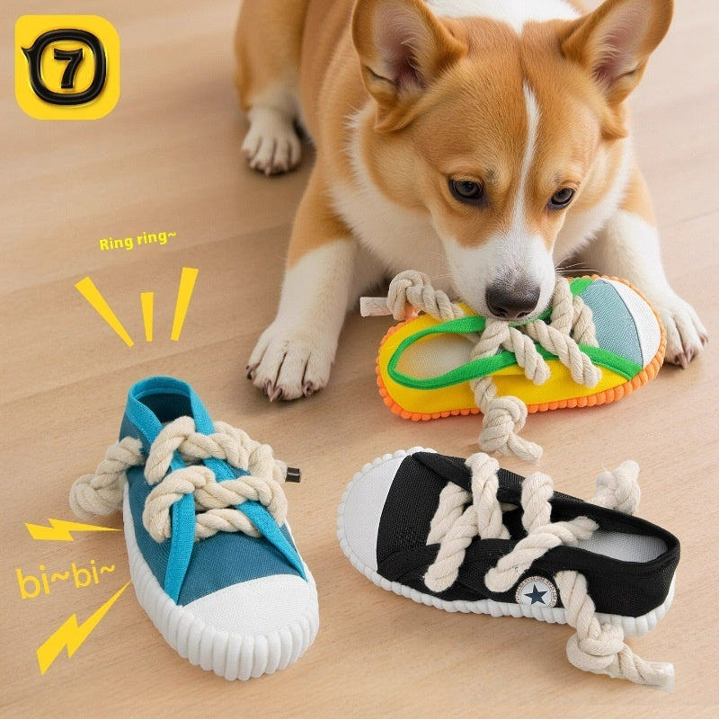 Dog Sound Slippers Toy, Self-Hi Relieving Molar Chew Toy for Pets