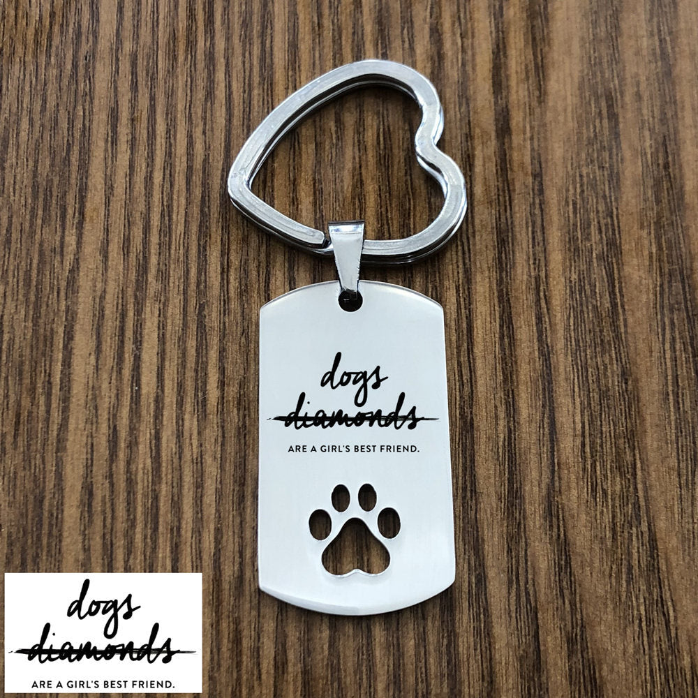 Custom DIY Dog Tag Photo Keychain, Stainless Steel Engraved Pet Portrait Keepsake