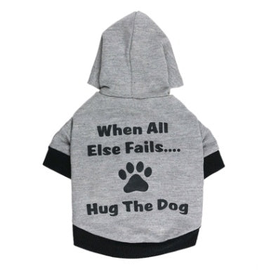 “Hug The Dog” Printed Pet T-Shirt with Hat, Cotton Casual Clothing for Small Dogs & Teddy Breeds