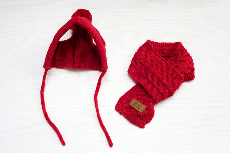 Autumn & Winter Pet Wool Scarf and Hat Set, Trendy Dog Hat & Bib for Teddy, Pomeranian & Small Breeds