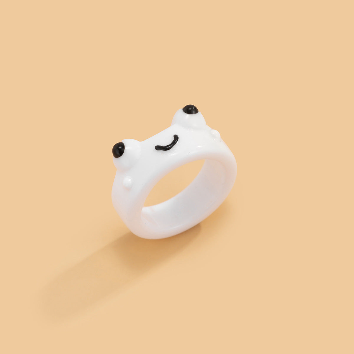 Macaron Pop: Simple Three-dimensional Frog Animal Resin Ring (Colorful Women's Style).