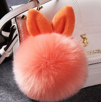 Colorful Bunny Fur Keychain, Soft Plush Rabbit Bag Charm for Women