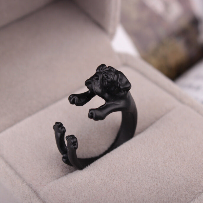 Pug & Shar Pei Dog Ring, Alloy Geometric Pet-Themed Fashion Jewelry