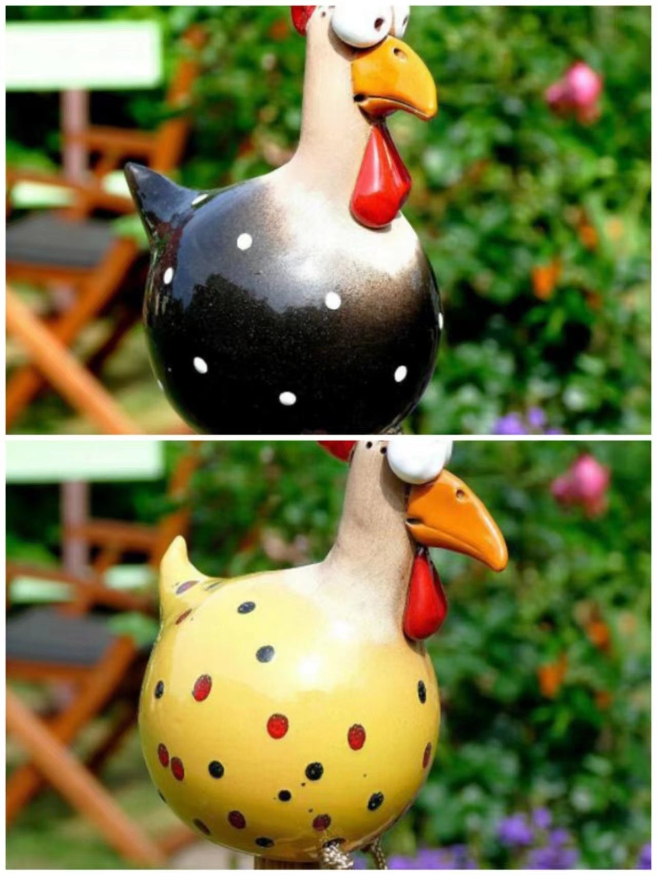 Yard Art Decor Chicken Garden Lawn Plug – Hen & Rooster Resin Ornaments for Indoor/Outdoor Decoration