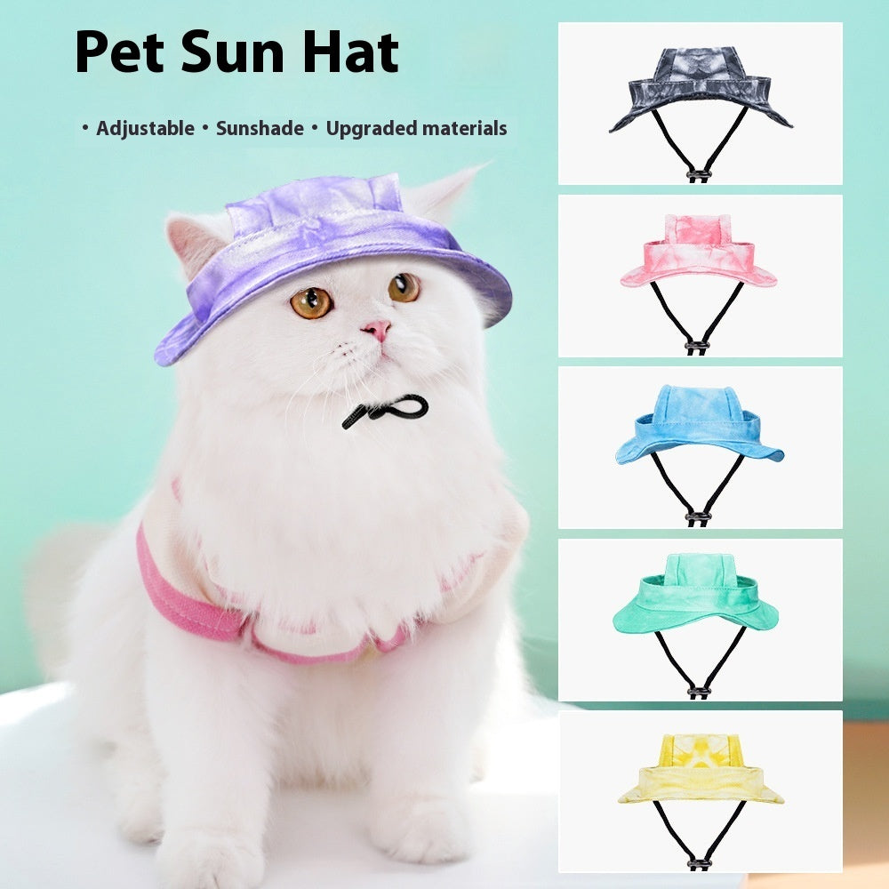 Adjustable Sun-Shade Bucket Hat for Pets, Anti-Off Sun Protection Hat for Dogs & Cats