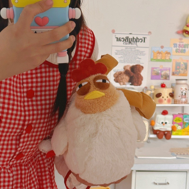 Farm-Fresh Style: Cartoon Chicken Doll Crossbody Bag (Cute Velvet Handbag).