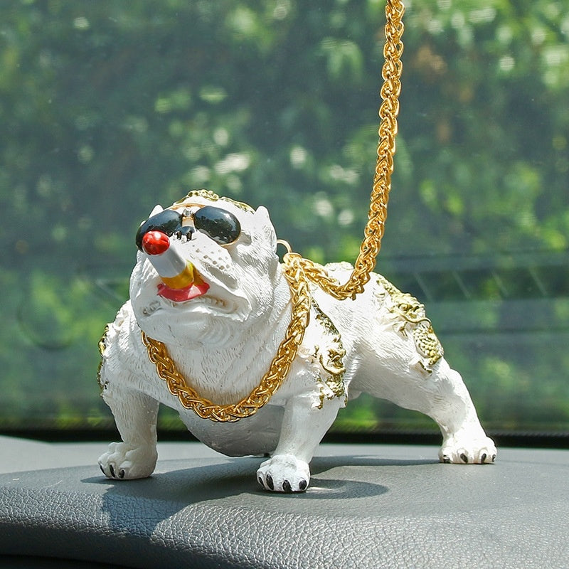 Bully Dog Ornaments, Resin Social Dog Figurine for Home & Car Decoration