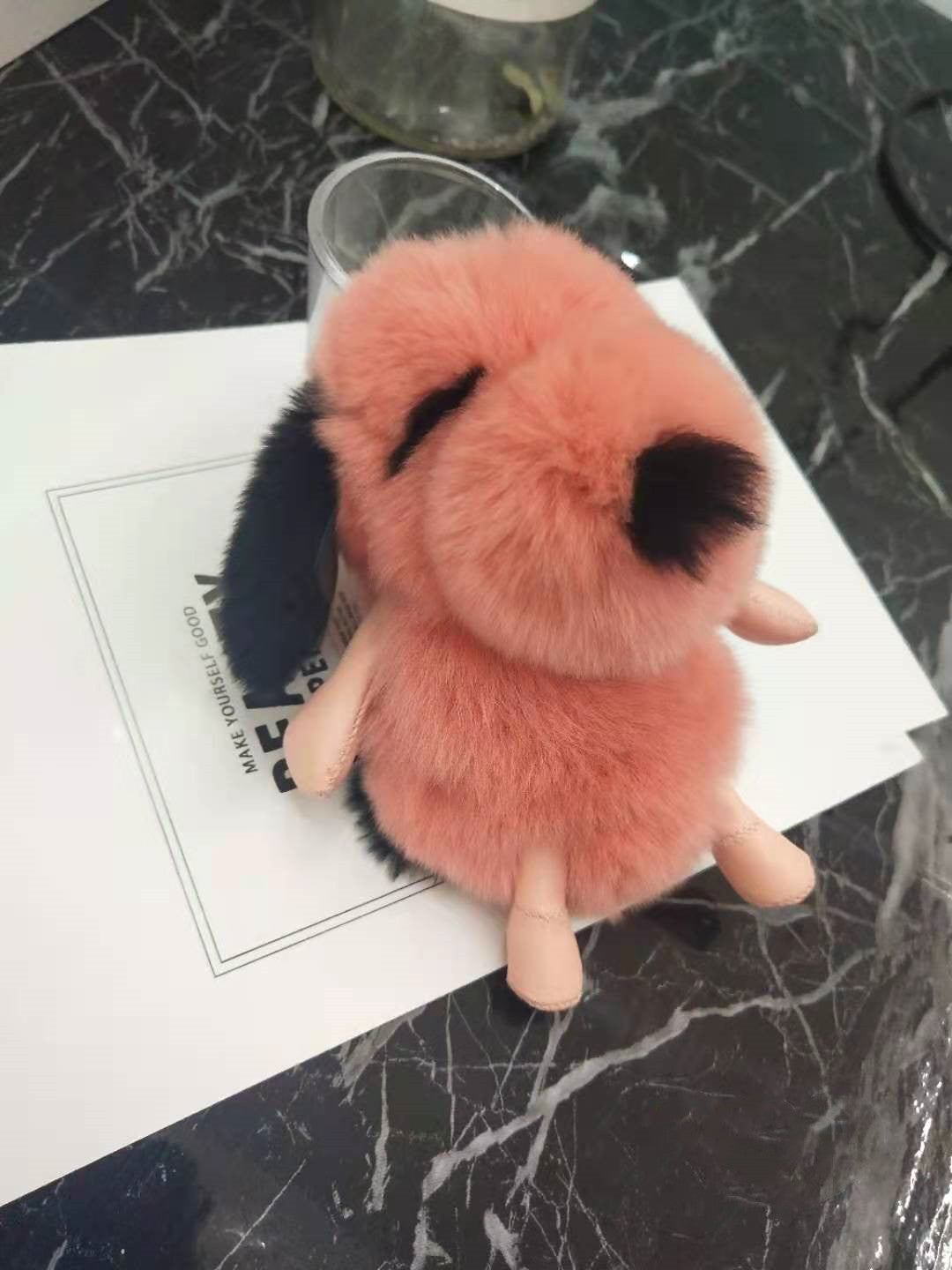 Rex Rabbit Fur Little Milk Dog Car Keychain