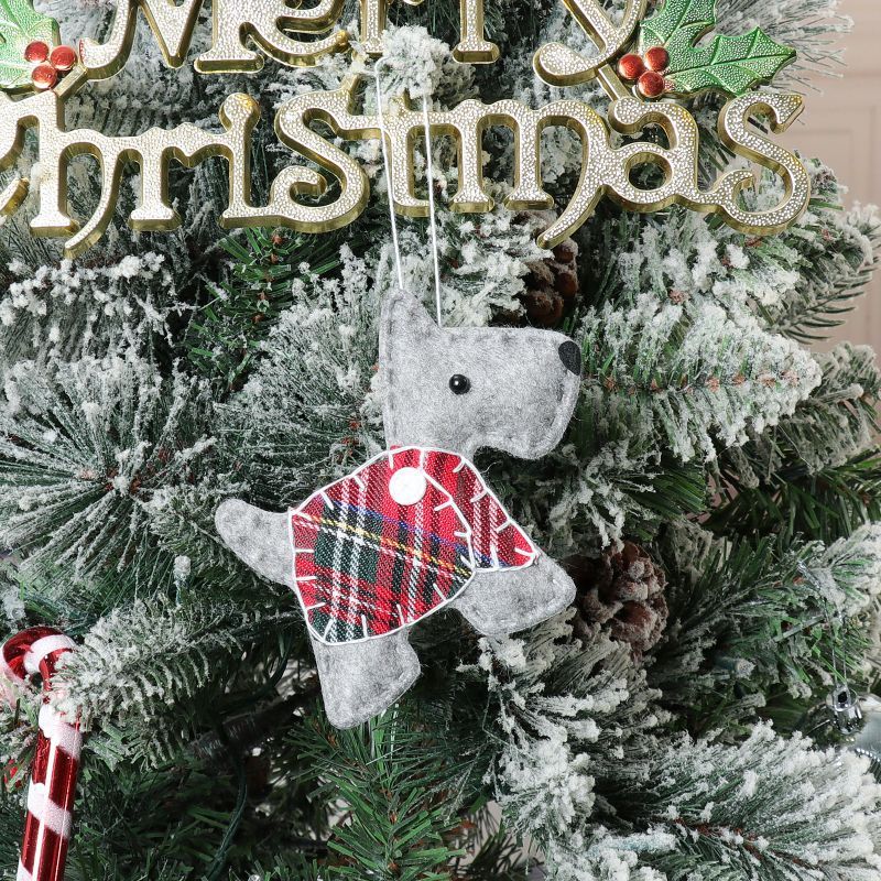 Christmas Tree Pendant Dressing Box Dog Ornaments, Non-Woven Holiday Hanging Decor