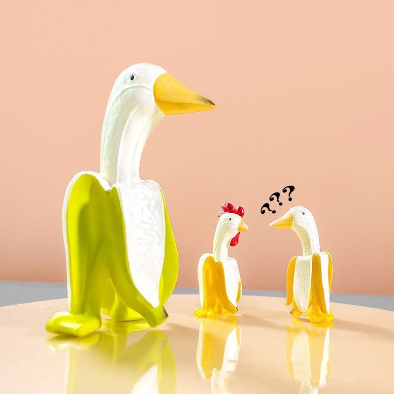Fruit Fusion: Banana Friend Duck Cute Quirky Resin Ornament (Modern Simplicity).