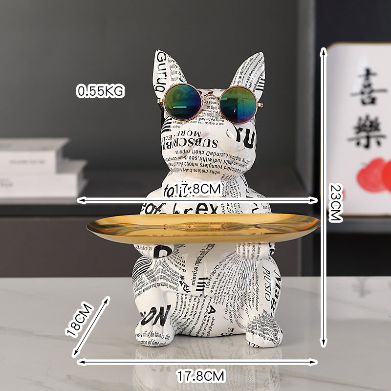 French Bulldog Resin Desktop Ornament, Personality Pattern Storage Tray for Home, Bar & Halloween Decor