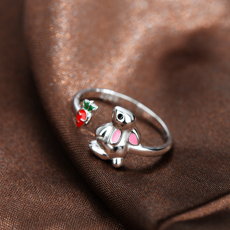 Bunny Radish Sterling Silver Ring, Women’s Adjustable Animal/Zodiac Ring