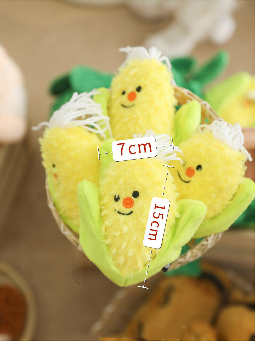 Farm-Fresh Fun: Cute Sounding Pet Rattle Toys (Cabbage/Corn) for Puppies' Anti-Boredom Play.