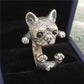 Dog Shaped Ring, Retro Alloy Animal Ring with Precious Stone Inlay