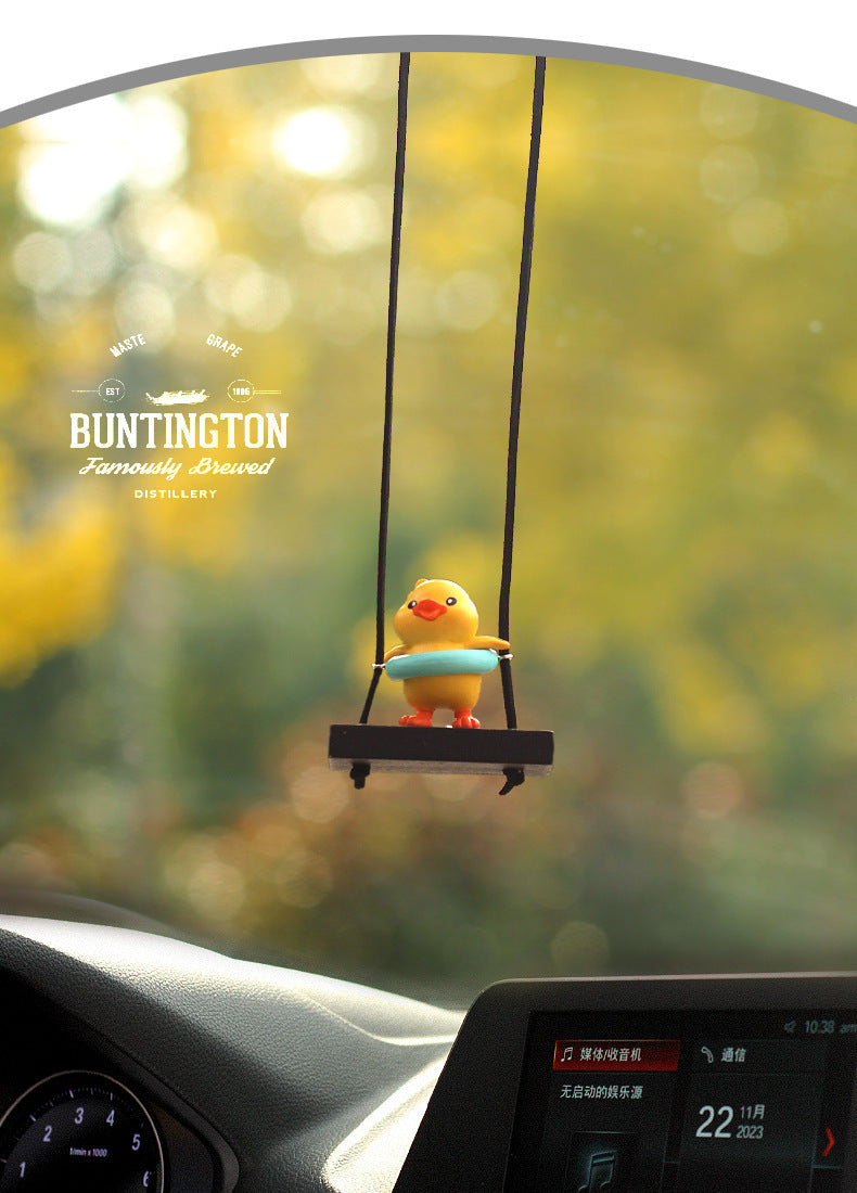 Dashboard Delight: Cute Little Yellow Duck Doll Automobile Hanging Ornament (Cartoon, Multi-Style).