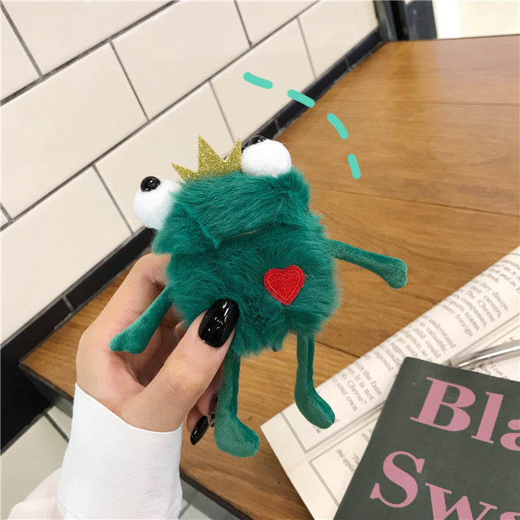 Cute Protection: Plush Toy Frog Headphone Protective Case Cover (Silicone, Multi-Brand Compatible).